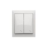 IP44 double two-way switch illuminated, 10AX, white