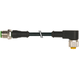 M12 male 0° / M12 female 90° A-cod. PVC 3x0.34 bk UL/CSA 6m