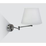 BRUSHED CHROME WALL LIGHT 12W E27 WHITE SHADE