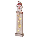 LED decoration, wooden – snowman, 46 cm, 2x AA, indoor, warm white, timer