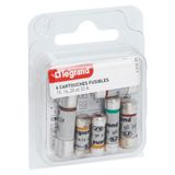 Set of 6 fuse cartridges for fuse holders - with indicator