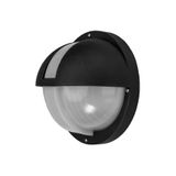 EMI, E27 with micorowave motion sensor, 25W, black-polypropylene, cover mat-polycarbonate, IP44, IK10, decorative cover