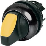 M22S-WLK-Y Illuminated selector switch actuator, RMQ-Titan, With thumb-grip, momentary, 2 positions, yellow, Bezel: black