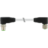 M12 male 90° / M12 female 90° A-cod. shielded PUR 8x0.25 gy  8m