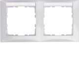 Frame 2gang hor., lab. field, S.1, p. white glossy