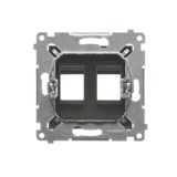 Double intermediate switch with indicator LED light without pictogram, (module), 10AX, quick connection, black matt