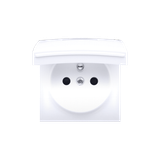 Cover for single socket outlet with earthing IP44 - same color flap & cover, white