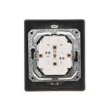 Double socket outlet with earthing, black matt, 16A