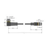 Actuator and Sensor Cable, PUR Extension Cable   WKC4.4T-P7X3.1-15-RSC4.4T/TXO3700
