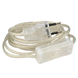 Flat cable 3m, 2* 0,75 mm² with on/off switch and EU plug, transparent