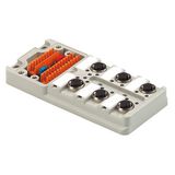 Hood distributor lower part, M12, 30 V, A-coded, LED: Yes, LED initiator: Yes, Wiring type: PNP
