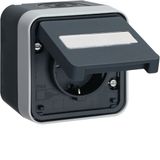 High-reinforced touch-safe WCD with text field 1-v with housing, W.1, grey