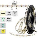 LED strip SMD2216 WW, 300LED/m, 18W/m, 1440lm/m, IP20, DC 24V, 8mm, 30m