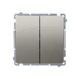 Double two-way switch without pictogram, (module), 10AX, Screw, satin, metallized