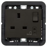 2P+E 13A BS socket+switch re+C-USB black