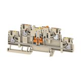 Test-disconnect terminal, PUSH IN, beige, 2.5 mm², 16 A, 400 V, Number