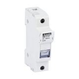 Fuse holder UL certified for photovoltaic applications, for 10X38mm fuses. 32A rated current at 1000VDC, 1P. Without status indicator. 1 module