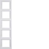 Frame 5gang vert., K.1, p. white glossy