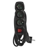 Extension Cord 5 m / 3 sockets / switch / black / PVC / 1.5 mm2