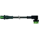 MQ12 male 0° / MQ12 female 90° A-cod. PUR 4x0.34 bk 5m