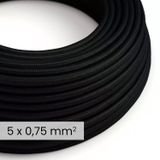 DALI Textile electrical cable 5x0.75 mm² in Carbon Black - Flexible round lighting wire RM04