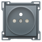 Finishing set for socket outlet with pin earthing and shutters, flush-mounting depth 21 mm, blue grey coated