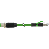 M12 male 0° D-cod. / RJ45 male 0° shielded PVC 1x4xAWG22  gn 90m