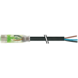 M8 female 0° A-cod. with cable LED PUR 3x0.25 bk UL/CSA+ drag 0.5m