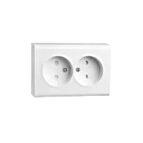 OUTLET SURFACE MOUNTED DOUBLE WITHOUT EARTH WHITE 6-PACK
