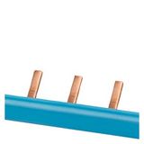 Pin busbar, 1-phase 10 mm², 13 pins, insulation blue
