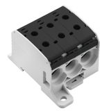 Potential distributor terminal, Screw connection, black, 95 mm², 232 A, 1000 V, Number of connections: 6, Number of levels: 1