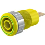 4 mm socket, flat plug connection, mounting Ø 12.2 mm, CAT III, yellow/green, 23.3000-20