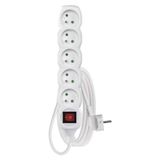 Extension Cord 3 m / 5 sockets / switch / white / PVC / 1 mm2
