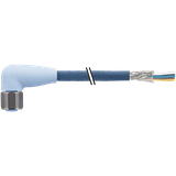M12 female 90° A-cod. with cable shielded F&B Pro TPE-S 8x0.25 bu 10m