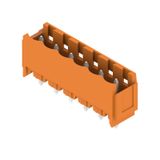 PCB plug-in connector, male header, Dovetails for fixing blocks, THT solder connection, 5.08 mm, Number of poles: 6, 180°, Solder pin length (l): 3.2 mm, tinned, orange, Box