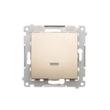 Two-way switch with LED illumination without pictogram, (module), 16AX, Screw, Gold matt, metalic
