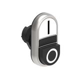 Double-touch actuator, spring return Ø22mm Platinum series chromed plastic, 1 extended and 1 flush pushbuttons. Both spring return, White - Black/I - 0