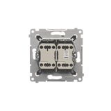 Double compact socket outlet with earthing IP44 version - transparent flap, 16A, Screw, dark grey