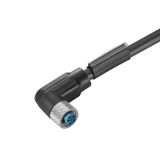 Power cable, One end without connector, M12, Number of poles : 5 (4 + PE), 3 m, Socket, angled, Shielded: No, LED: No, Sheath material: PUR, Halogen: No