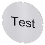 Inscription plate for illuminated pushbutton, round, milky, labeling: Test