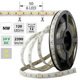 LED strip SMD5050 NW, 120LED/m, 28,8W/m, 2390lm/m, IP54, DC 24V, 12mm, 5m