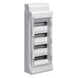 Small distributor vector, surface-mounted, IP65, 48 PLE, transparent door, with marshalling channel