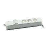 Standard power strip set: 3x250V type E + 2xRJ45 plate with Keystone mounting, screw, aluminum white