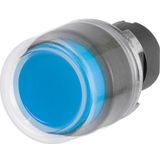 Projecting push-button, blue, rubber cap