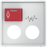 Central part with red call button at the top and place for 2 auxiliary plug-in connectors, Berker Q.x, white, velvet