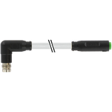 M8 male 90° / M8 female 0° A-cod. snap-in PUR 3x0.25 gy +drag ch. 1m