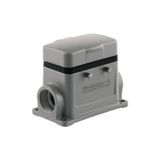 HDC enclosures, Size: 4, Protection degree: IP65, in plugged condition, Base housing, Side-locking clamp on upper side, Standard, with cover, Size of cable entries: M 20