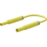 Safety measuring lead with (4 mm lamella plug, straight) to (4 mm socket, straight), 2 m, yellow, PVC, 1.0 mm², CAT IV, 66.1044-20024