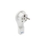 Flat electrical plug, angled 16A, 250 V, white