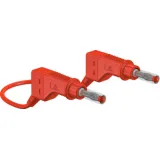 Measuring lead with (4 mm plug, spring-loaded, straight) to (4 mm plug, spring-loaded, straight), 1 m, red, PVC, 2.5 mm², CAT II, 66.9407-15022
